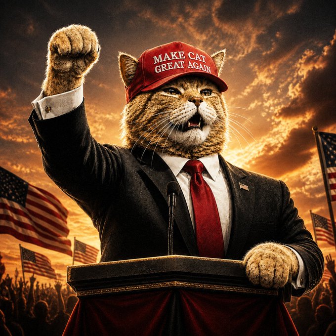 Campaign rally atmosphere for Make Cat Great Again